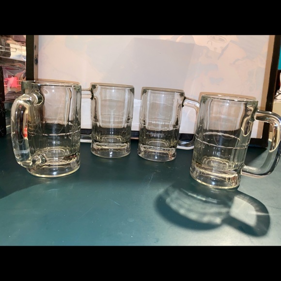 Set of 4 clear glass beer mugs - Picture 1 of 6
